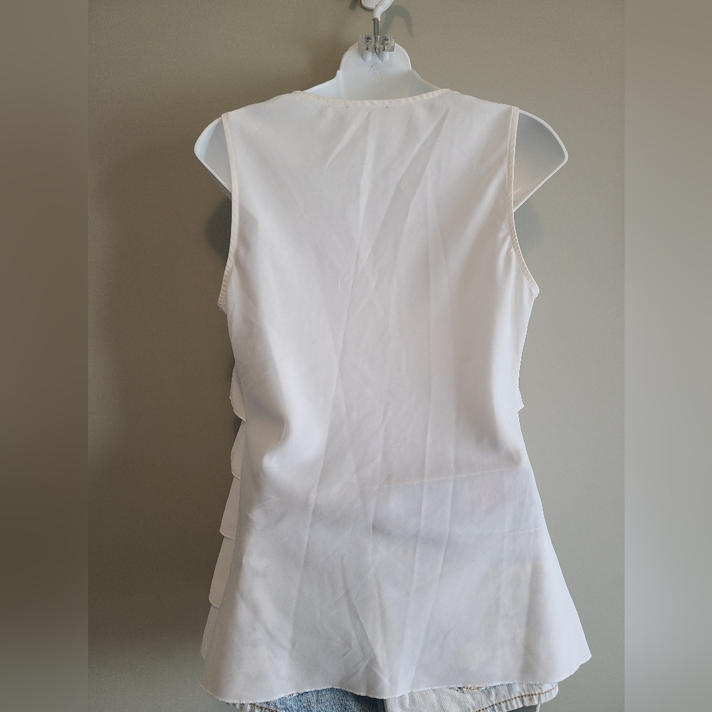 White Ruffled Sleeveless Top - Picture 3 of 3